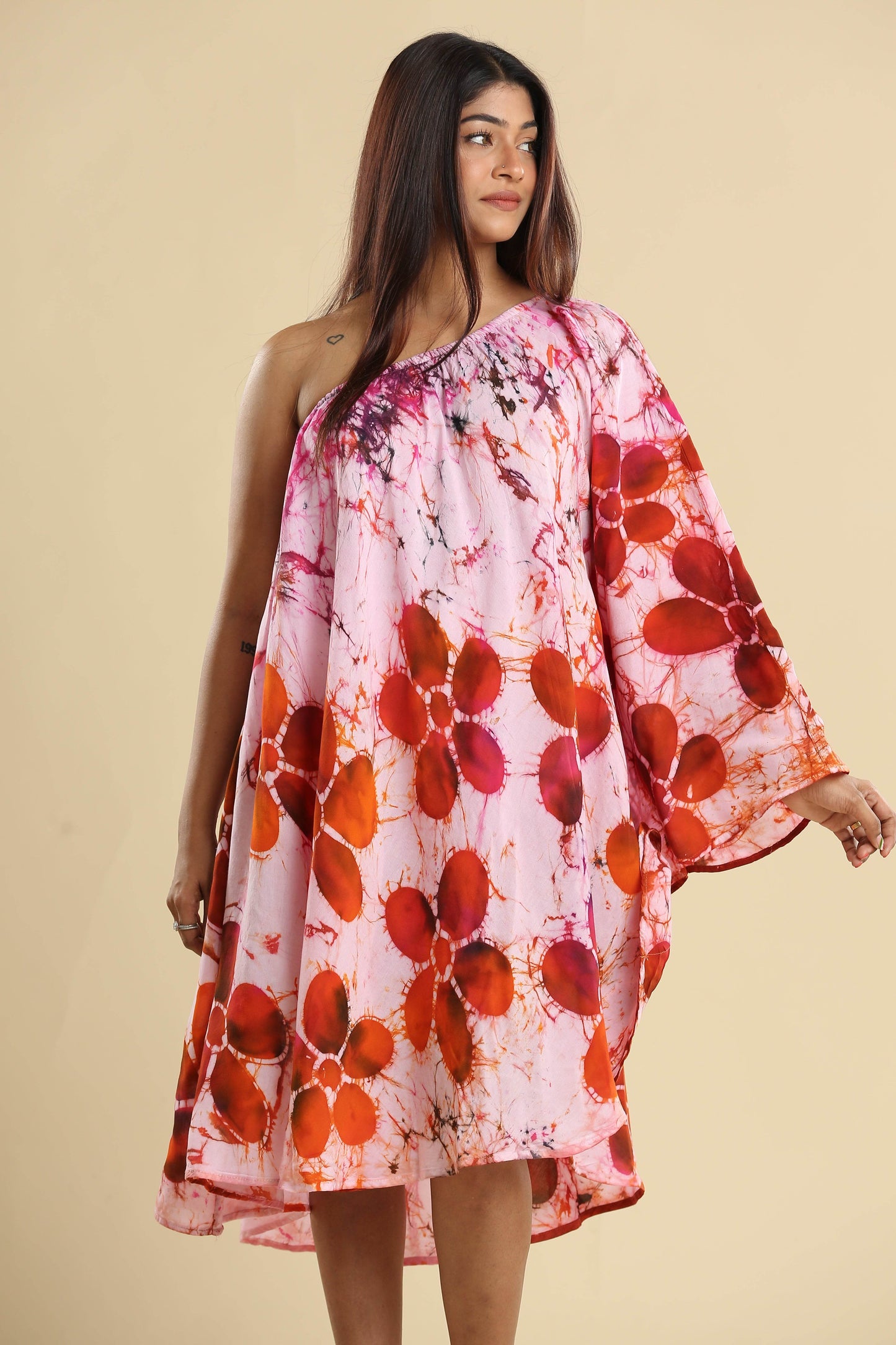 Sunset Bloom Asymmetrical Batik Dress - Trend Republic