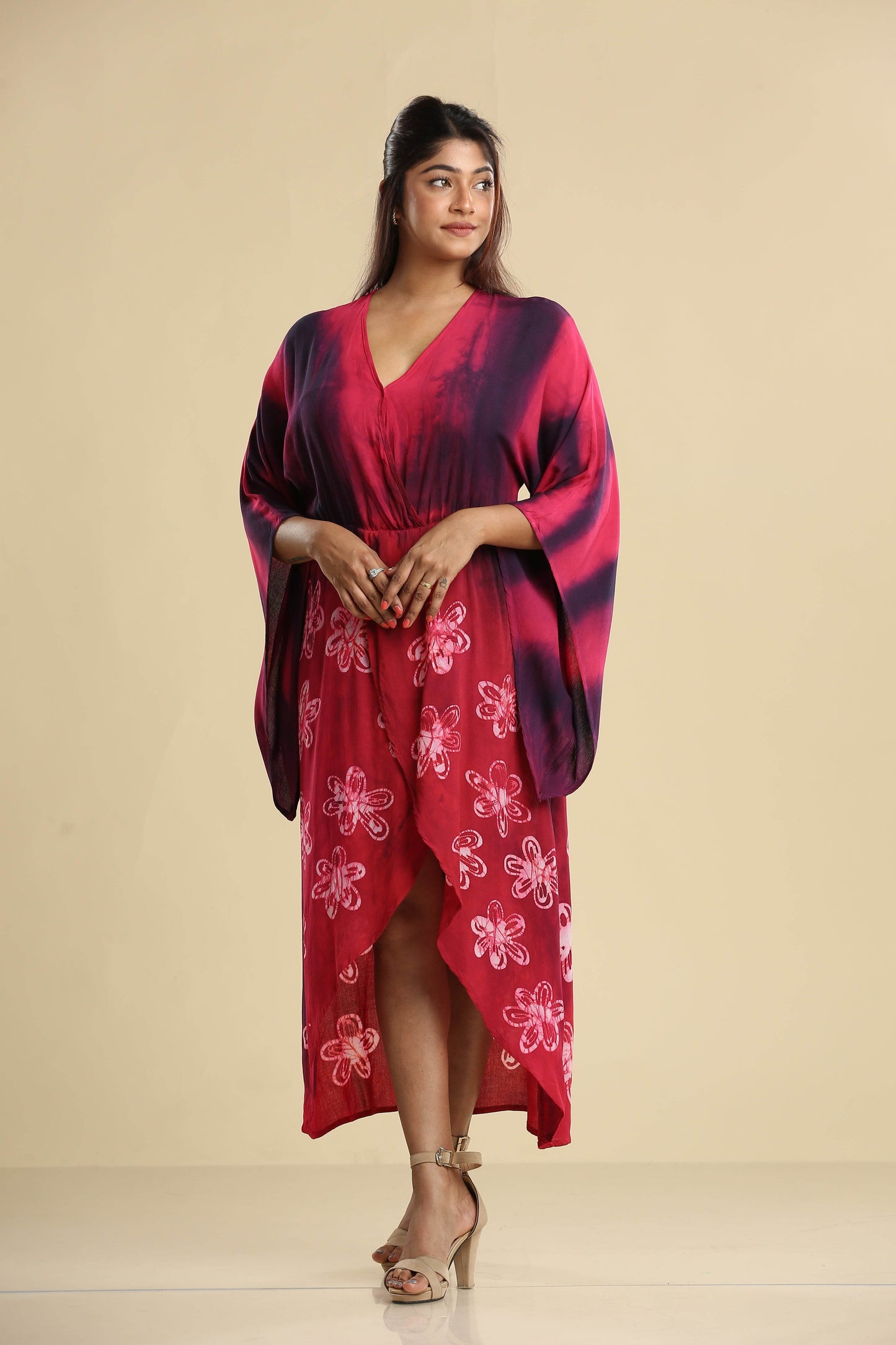 Crimson Bloom – Batik Wrap Dress - Trend Republic