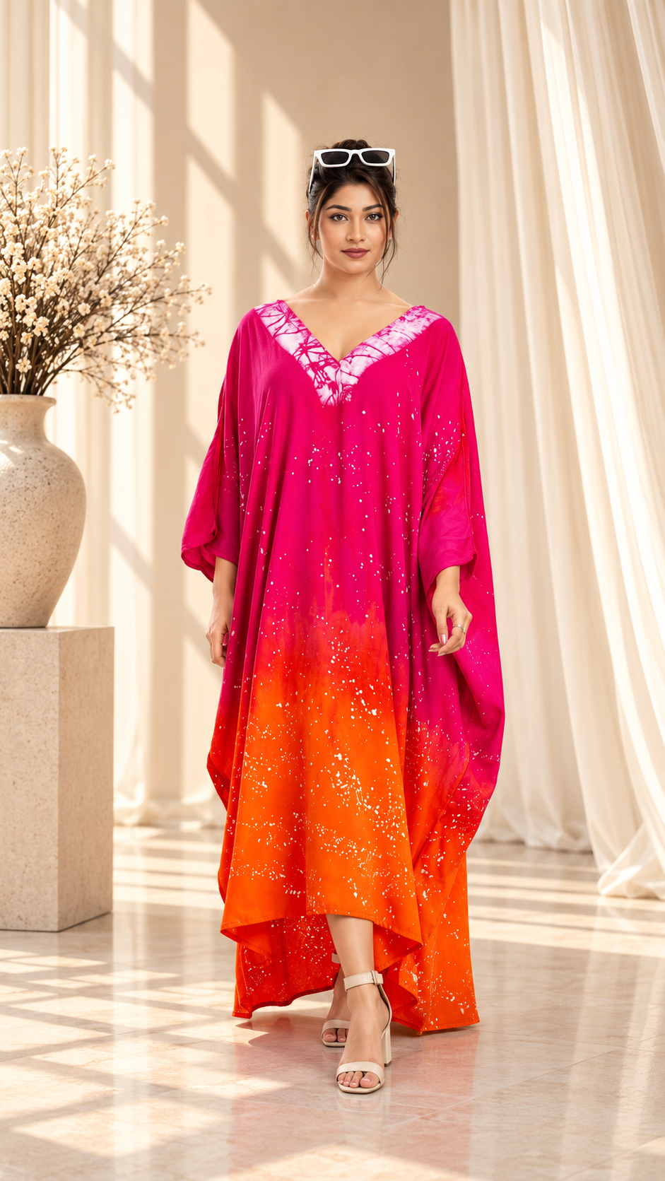 Tropic Blaze Batik Kaftan Dress