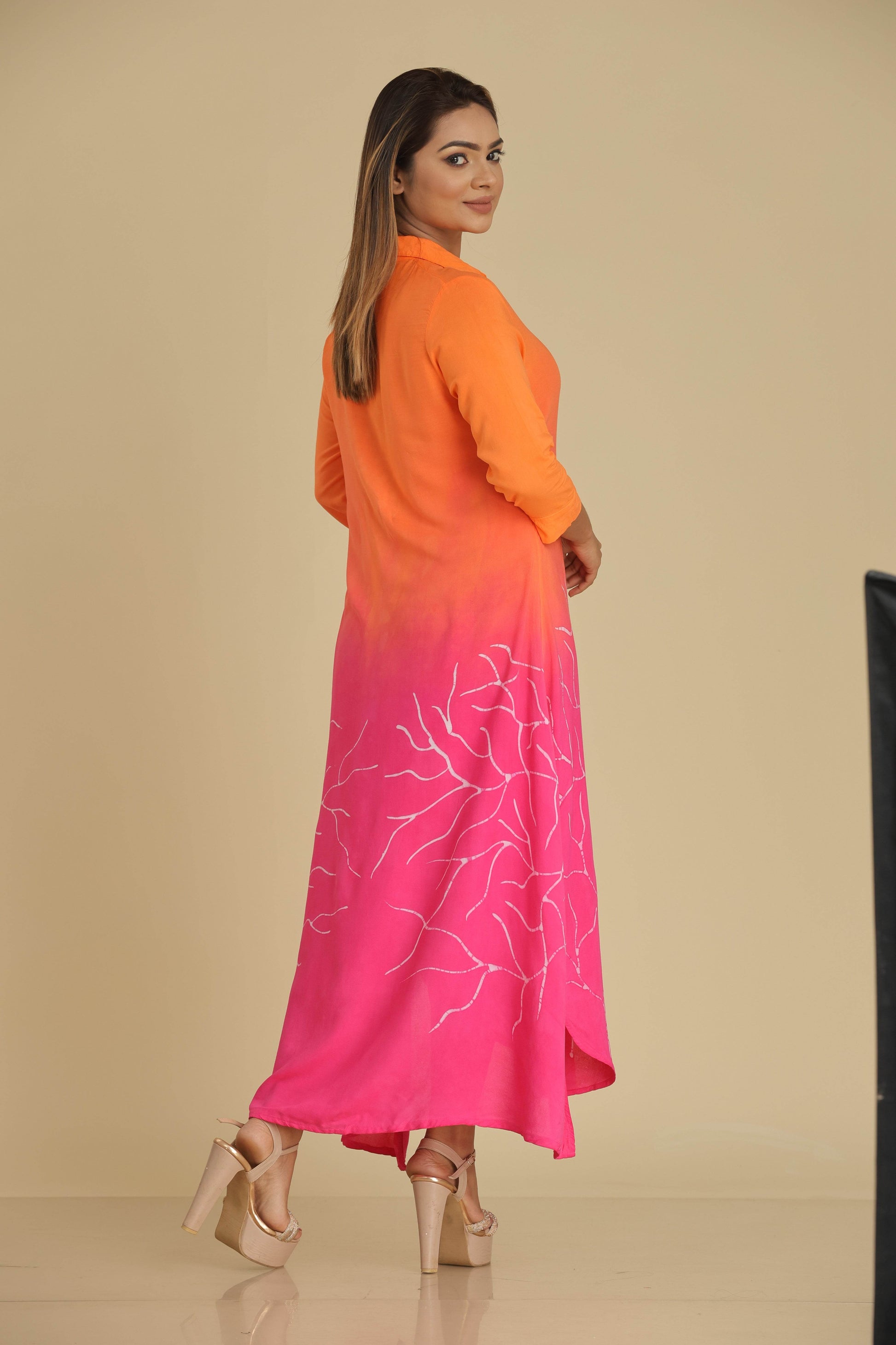 Coral Bloom Handcrafted Batik Shirt Dress - Trend Republic