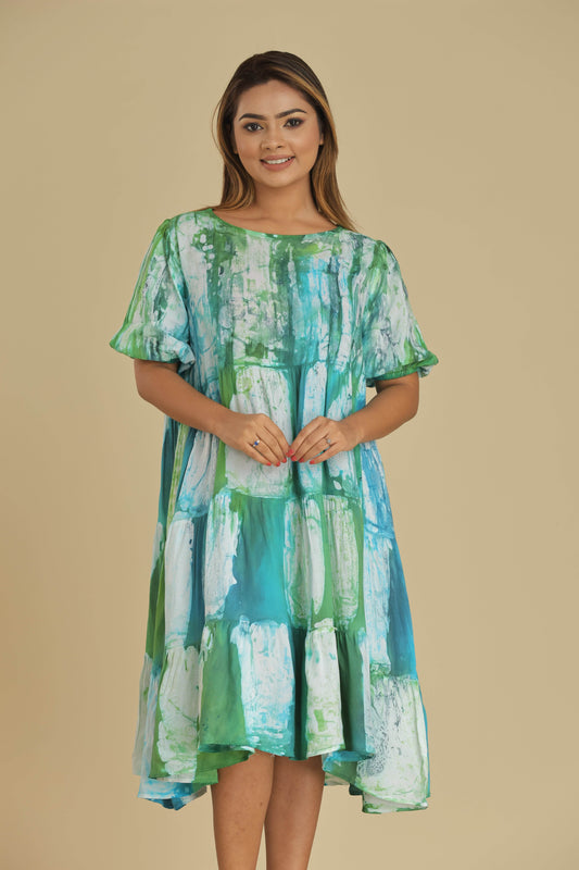 Aqua Garden Handcrafted Batik Dress - Trend Republic