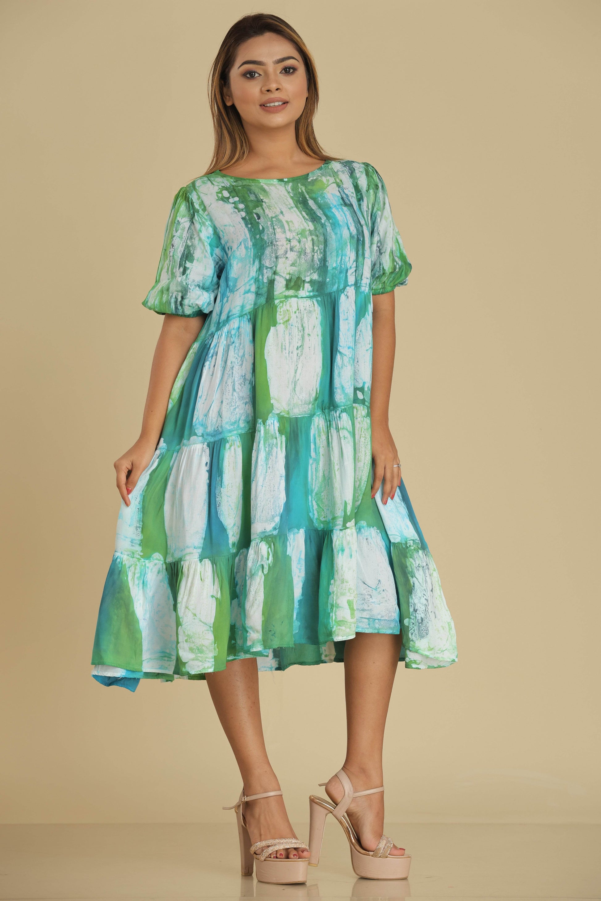 Aqua Garden Handcrafted Batik Dress - Trend Republic