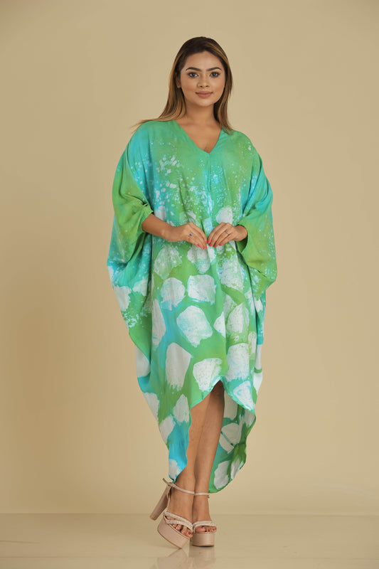 Ocean Breeze Handcrafted Batik Kaftan Dress - Trend Republic
