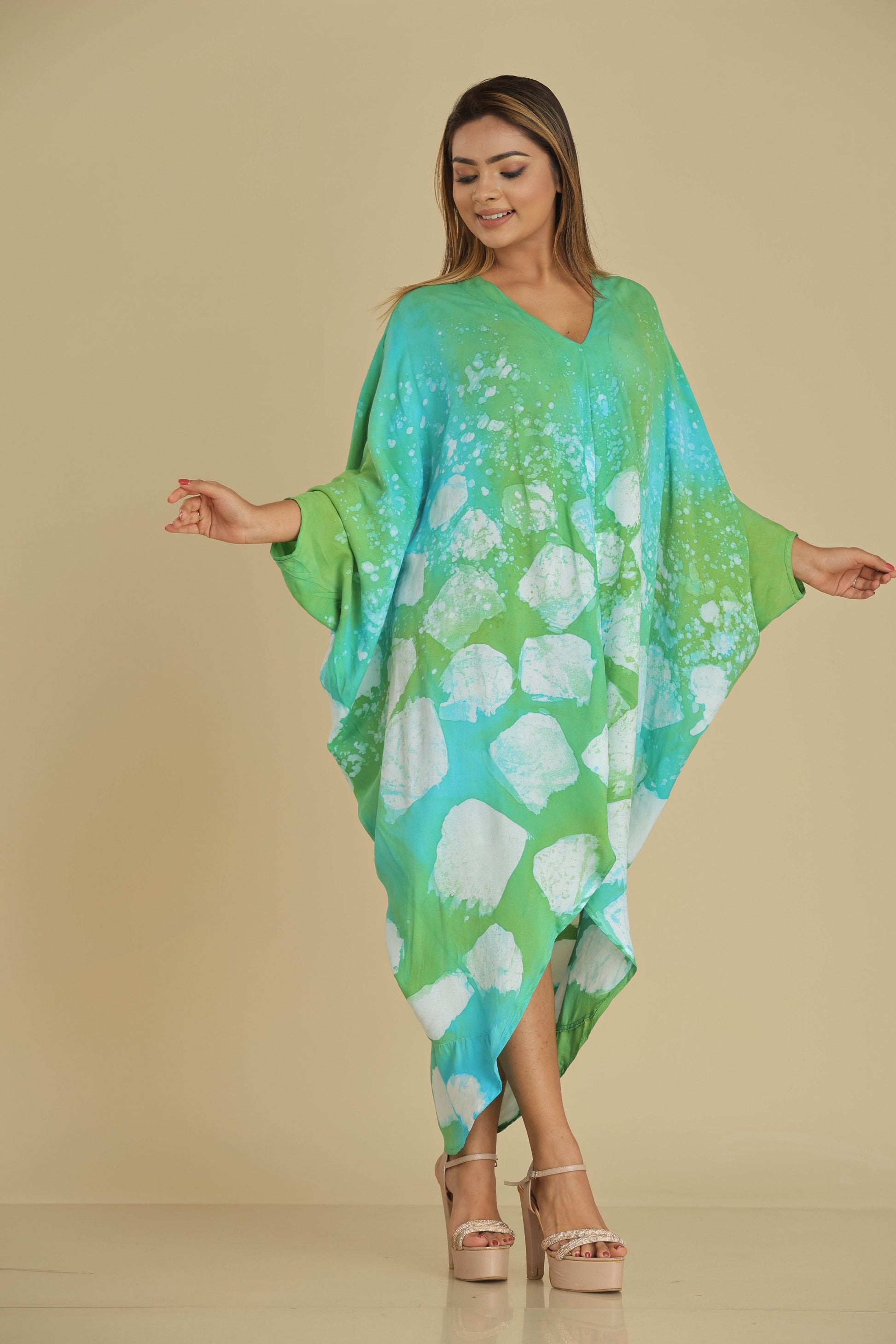 Ocean Breeze Handcrafted Batik Kaftan Dress - Trend Republic