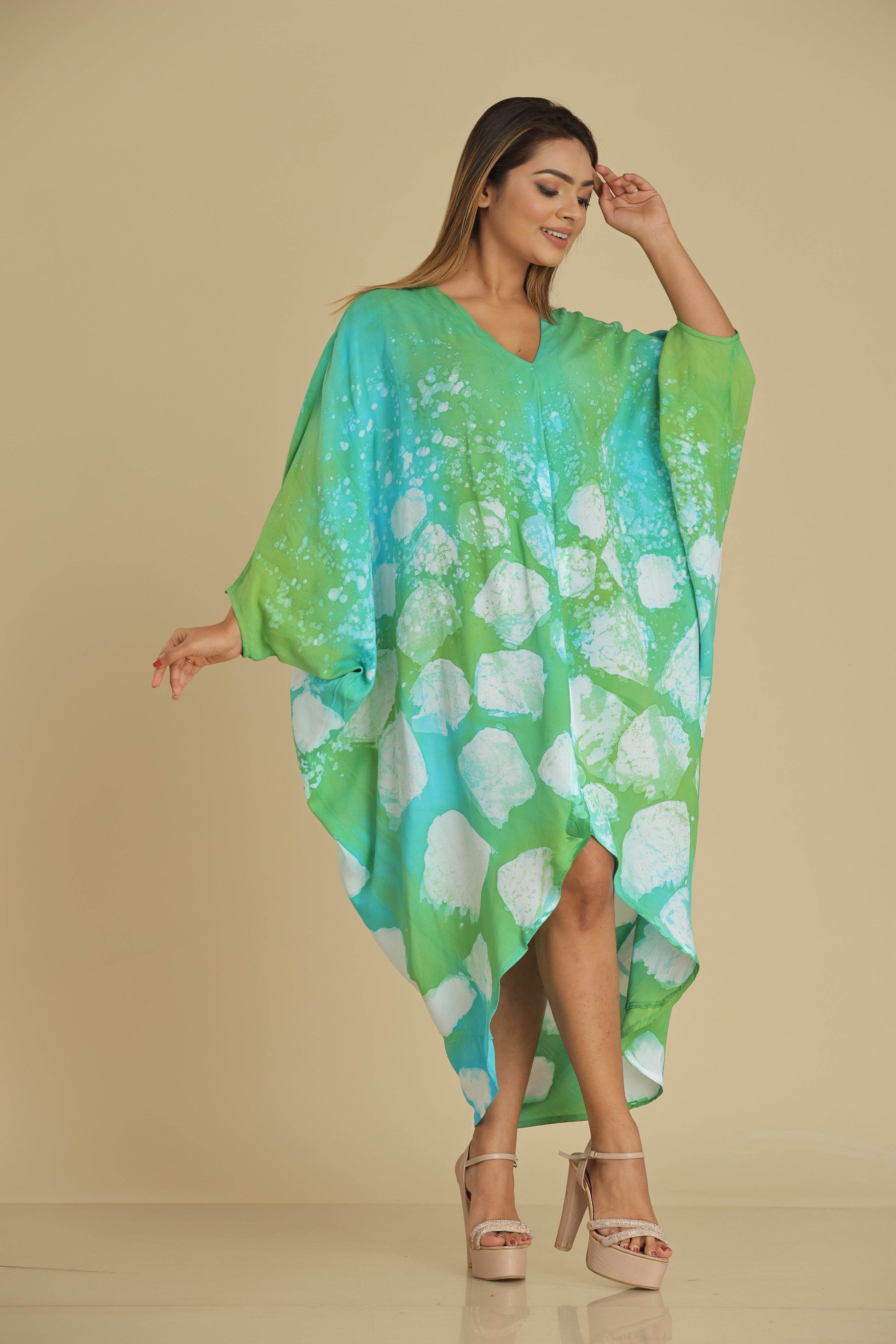 Ocean Breeze Handcrafted Batik Kaftan Dress - Trend Republic