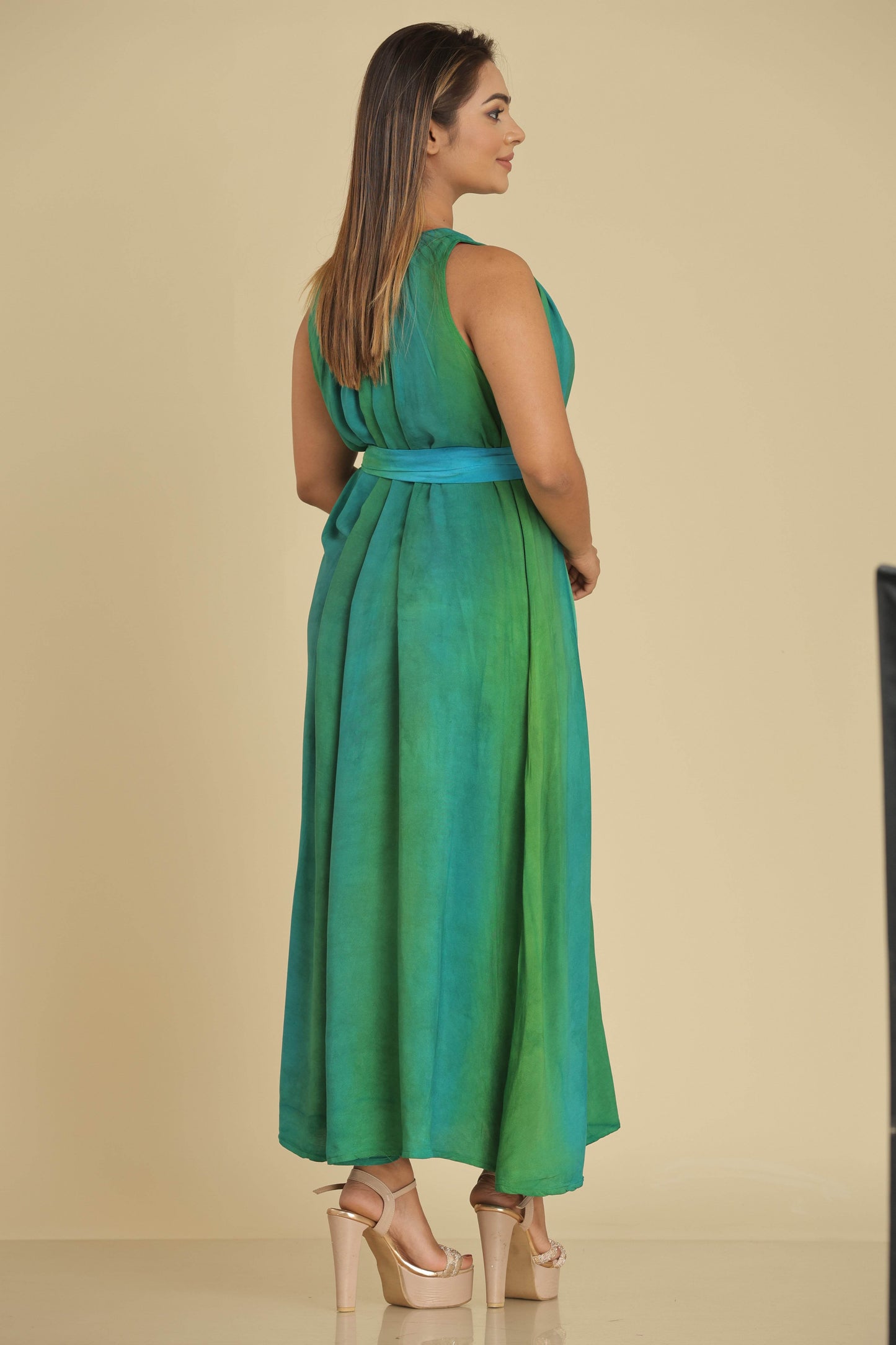 Emerald Flow Sleeveless Handcrafted Batik Maxi Dress - Trend Republic