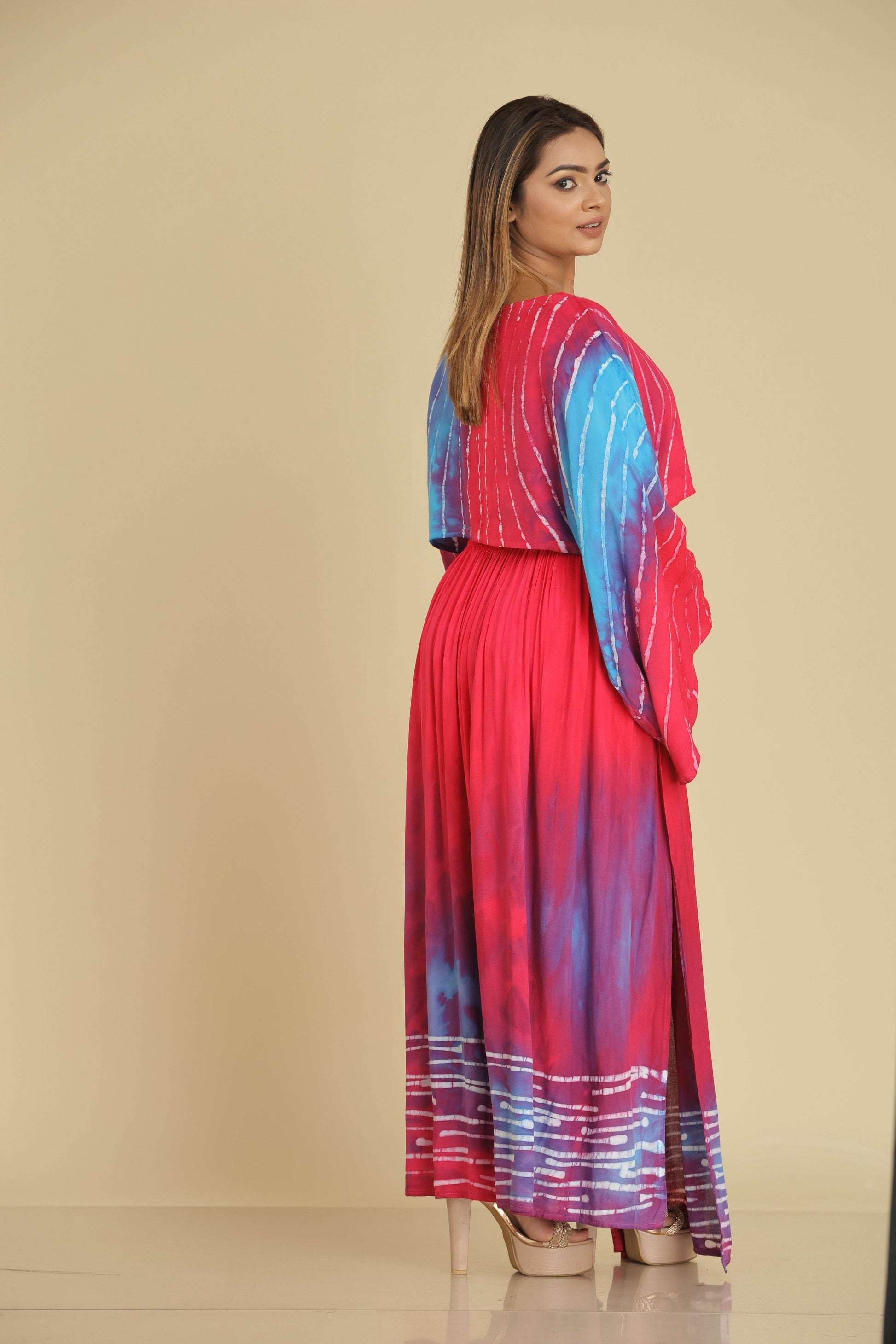 Ocean Berry Batik Co-Ord with Flared Top and Gypsy Skirt - Trend Republic