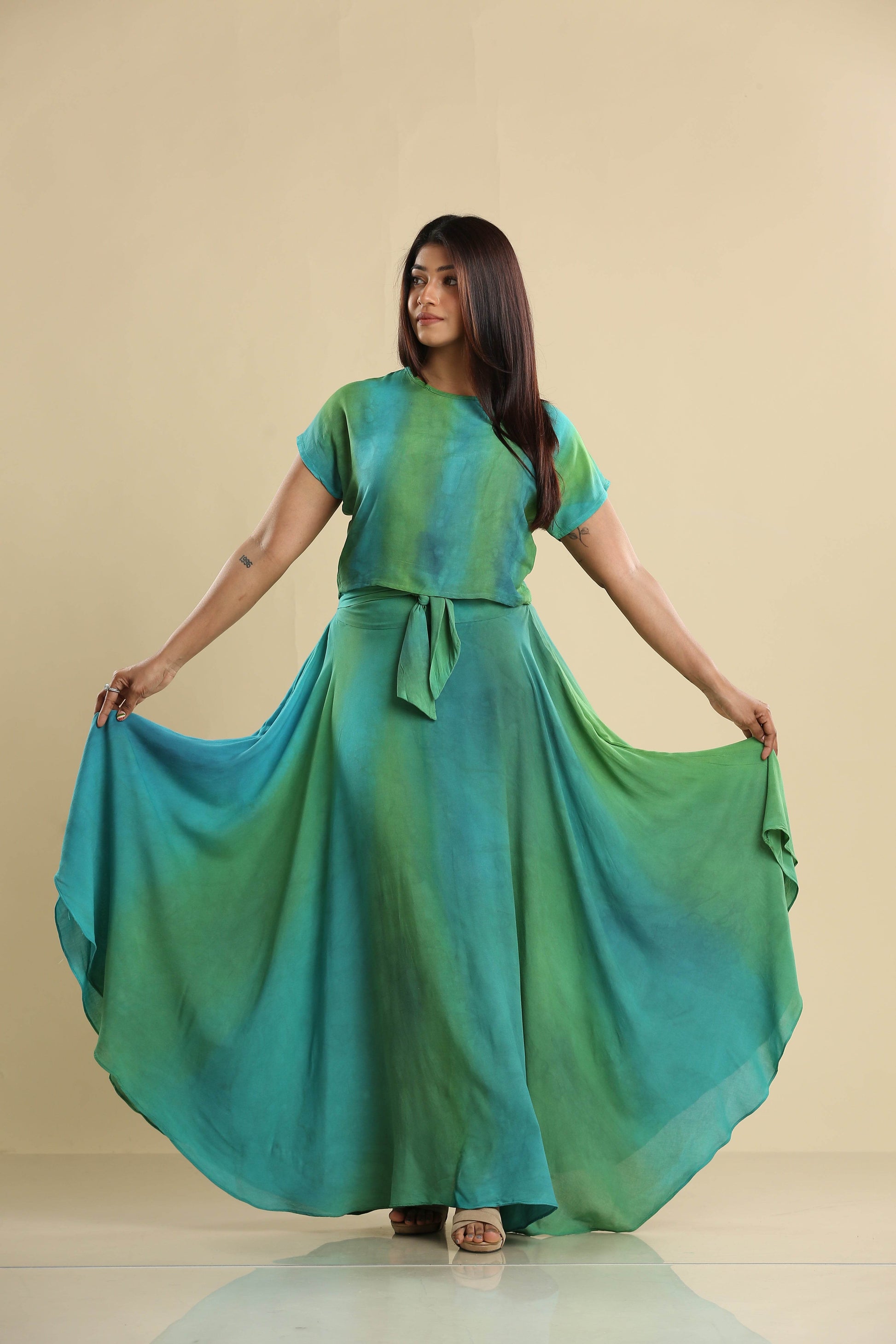 Emerald Breeze Maxi Batik Dress - L Emerald Breeze Maxi Batik Dress - L