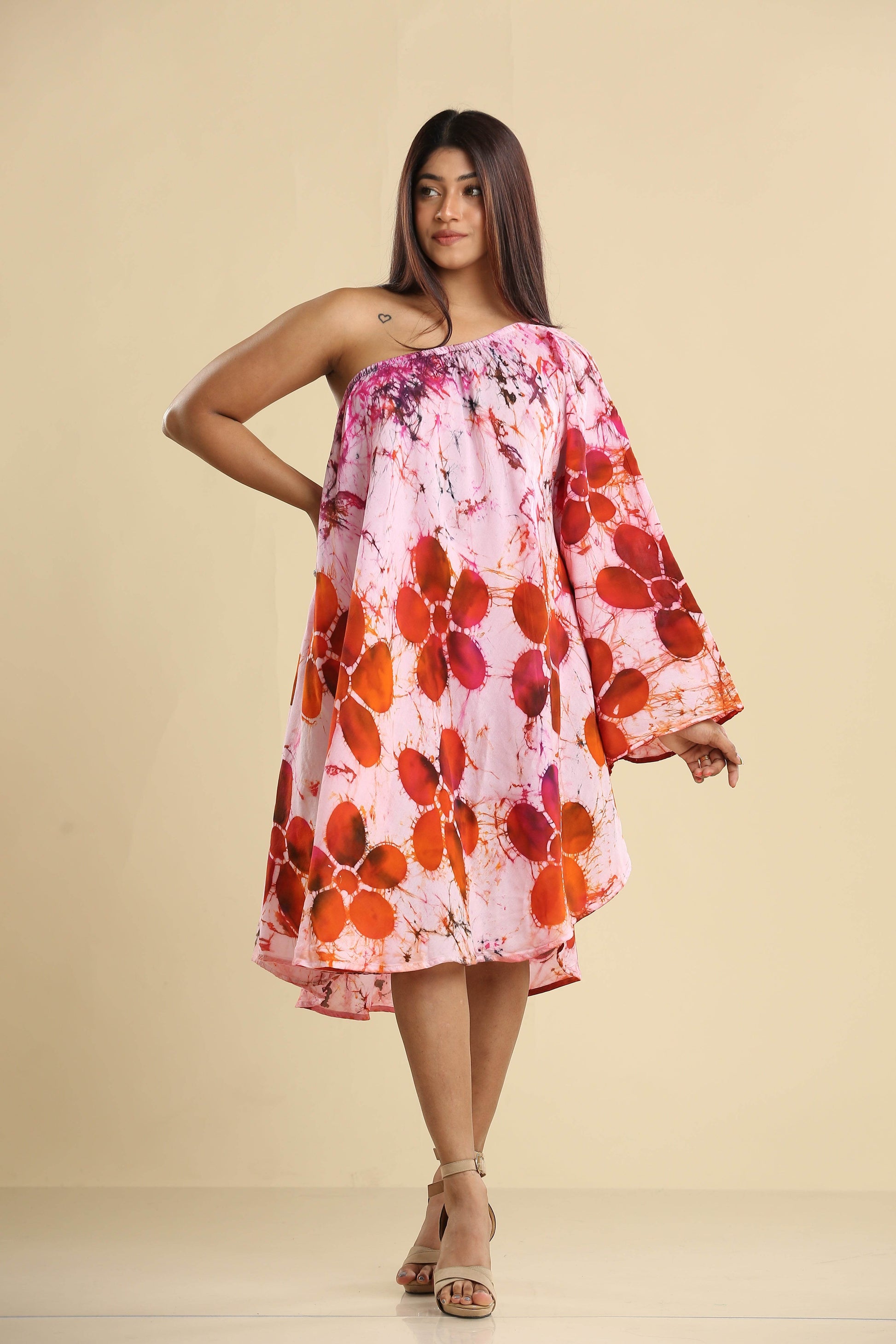 Sunset Bloom Asymmetrical Batik Dress - Trend Republic