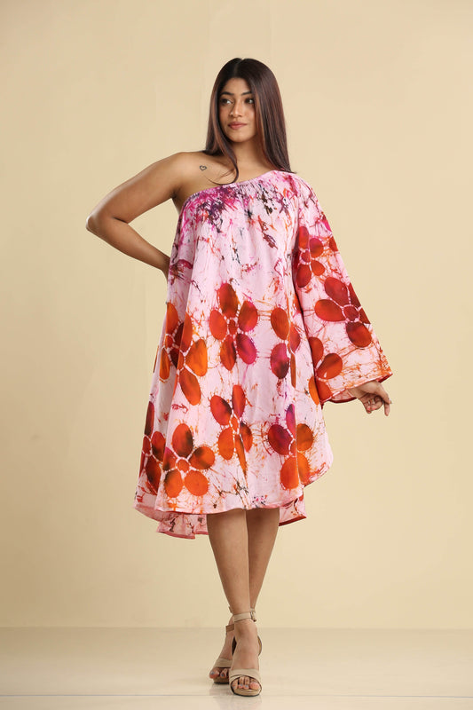 Sunset Bloom Asymmetrical Batik Dress - Trend Republic