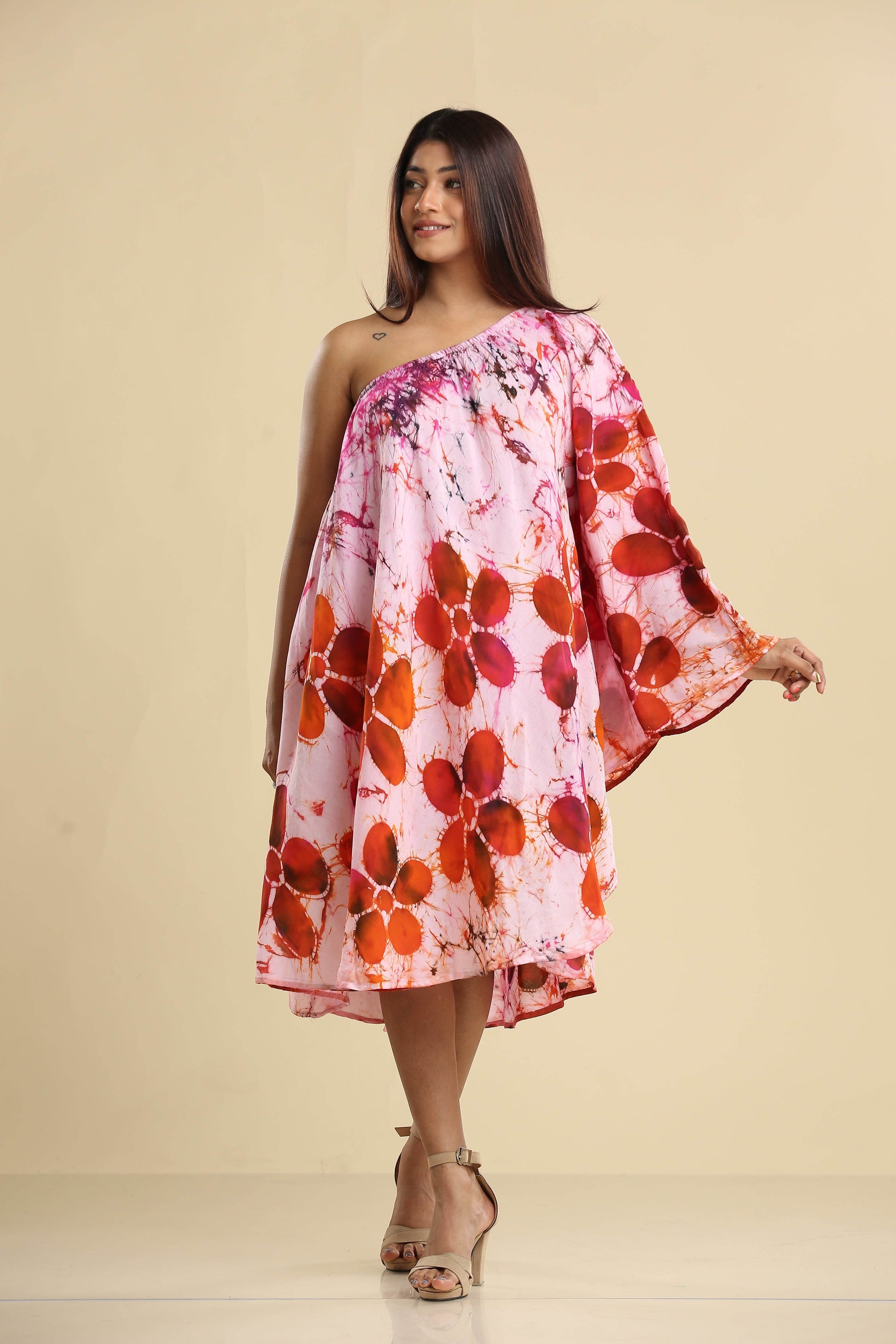 Sunset Bloom Asymmetrical Batik Dress - Trend Republic