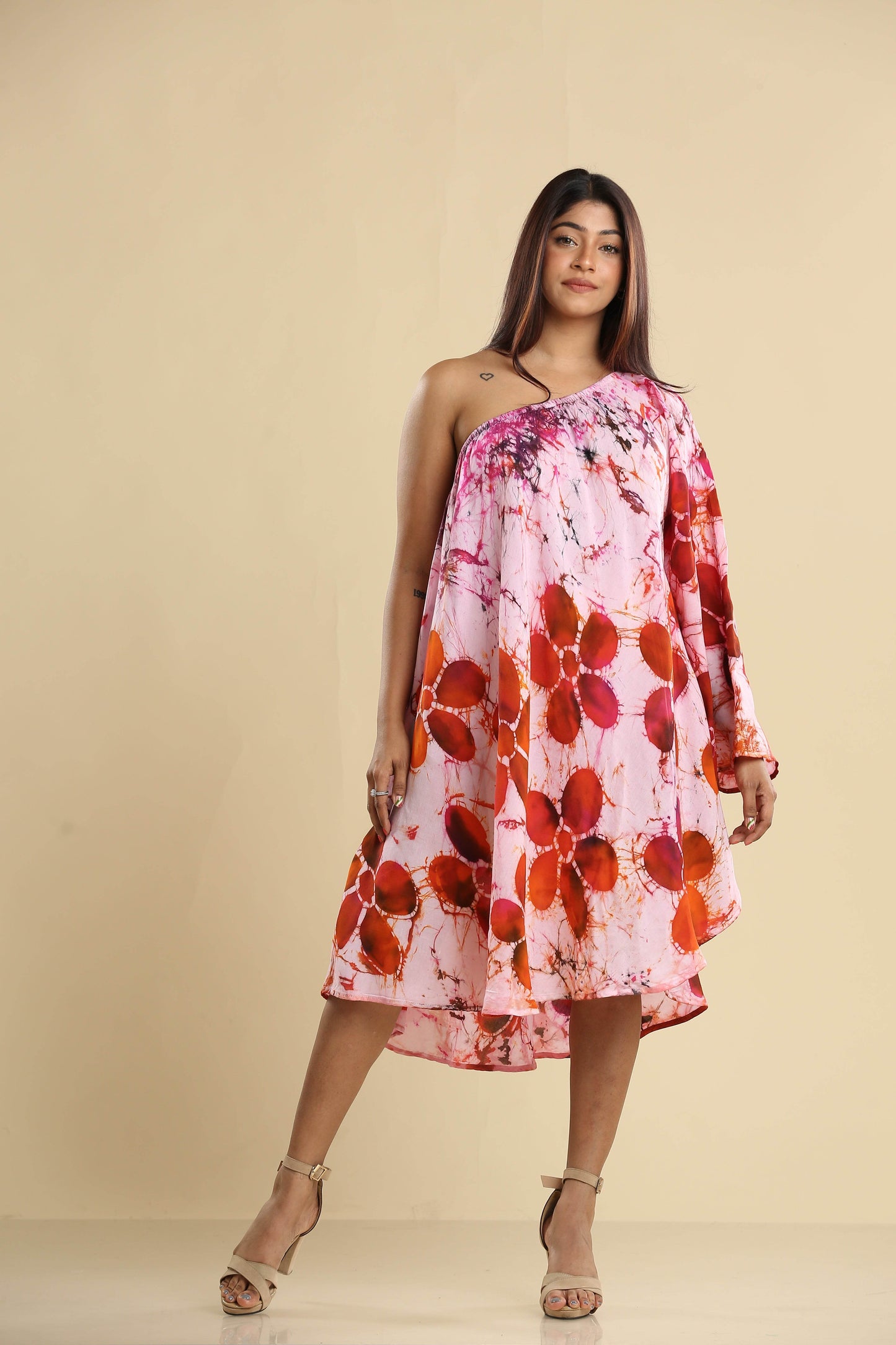 Sunset Bloom Asymmetrical Batik Dress - Trend Republic