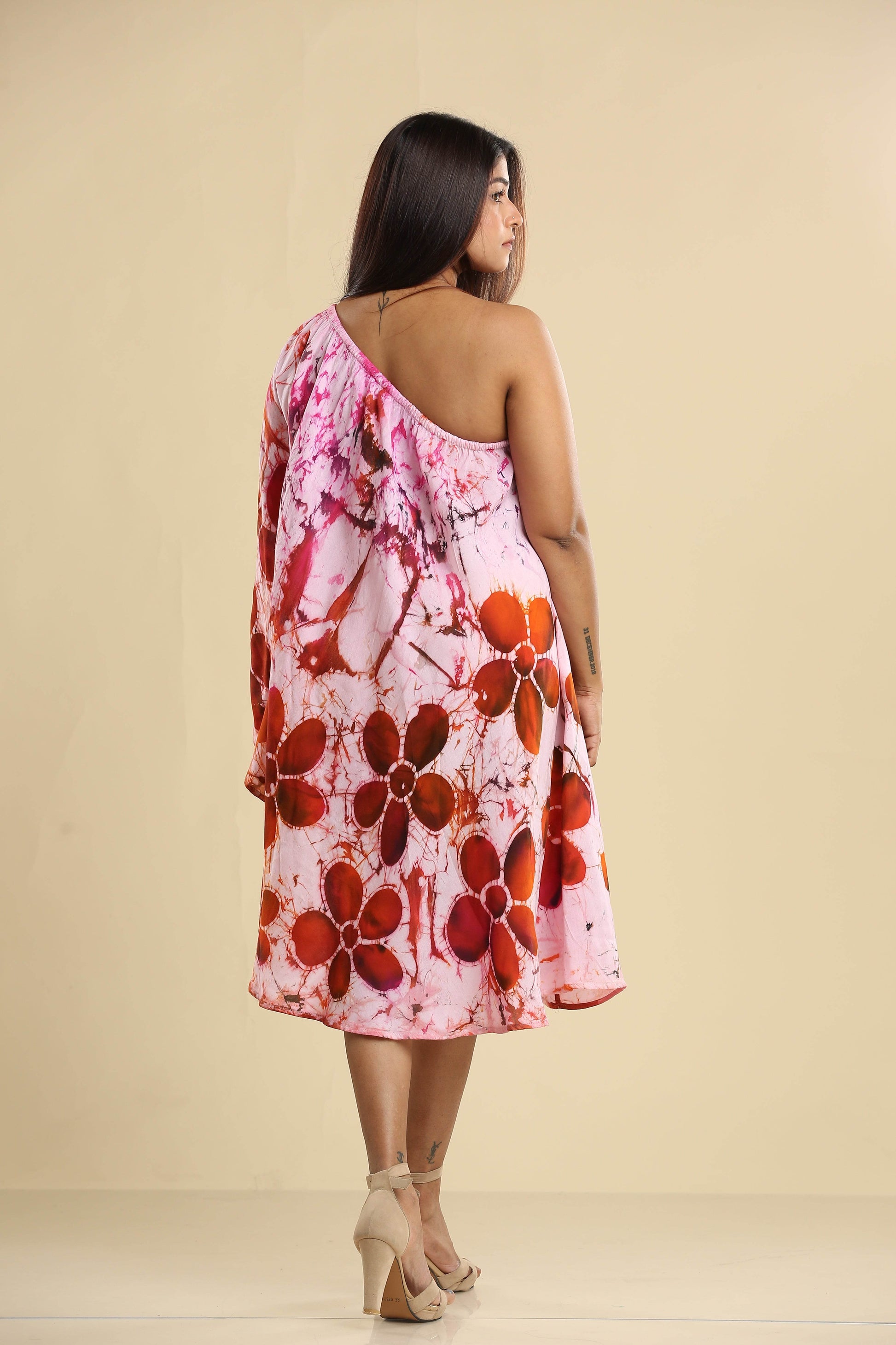 Sunset Bloom Asymmetrical Batik Dress - Trend Republic