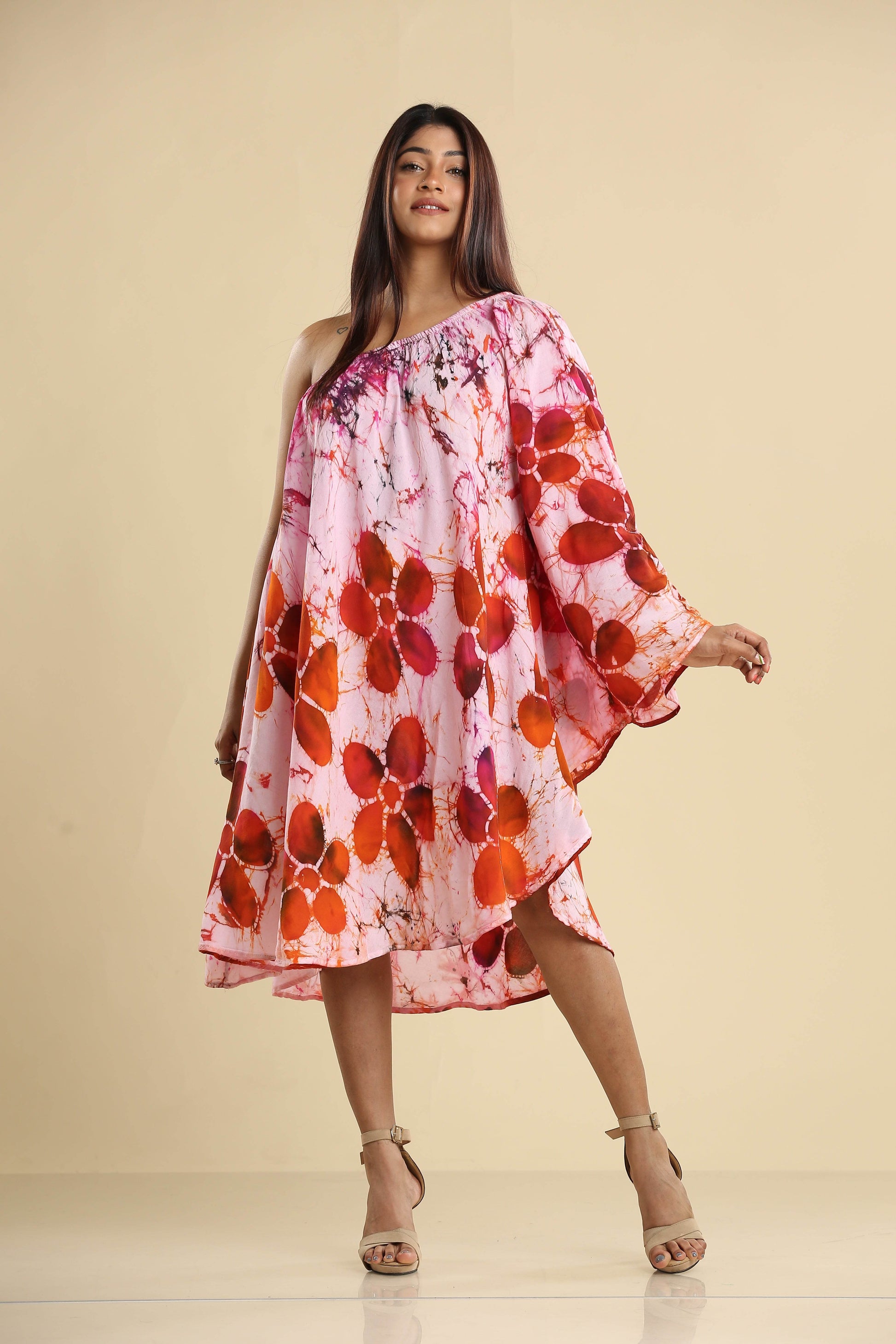 Sunset Bloom Asymmetrical Batik Dress - Trend Republic