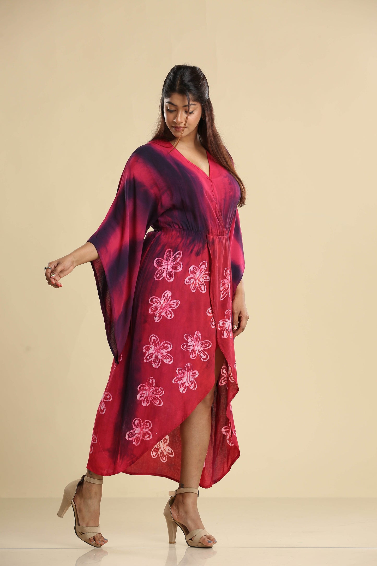 Crimson Bloom – Batik Wrap Dress - Trend Republic