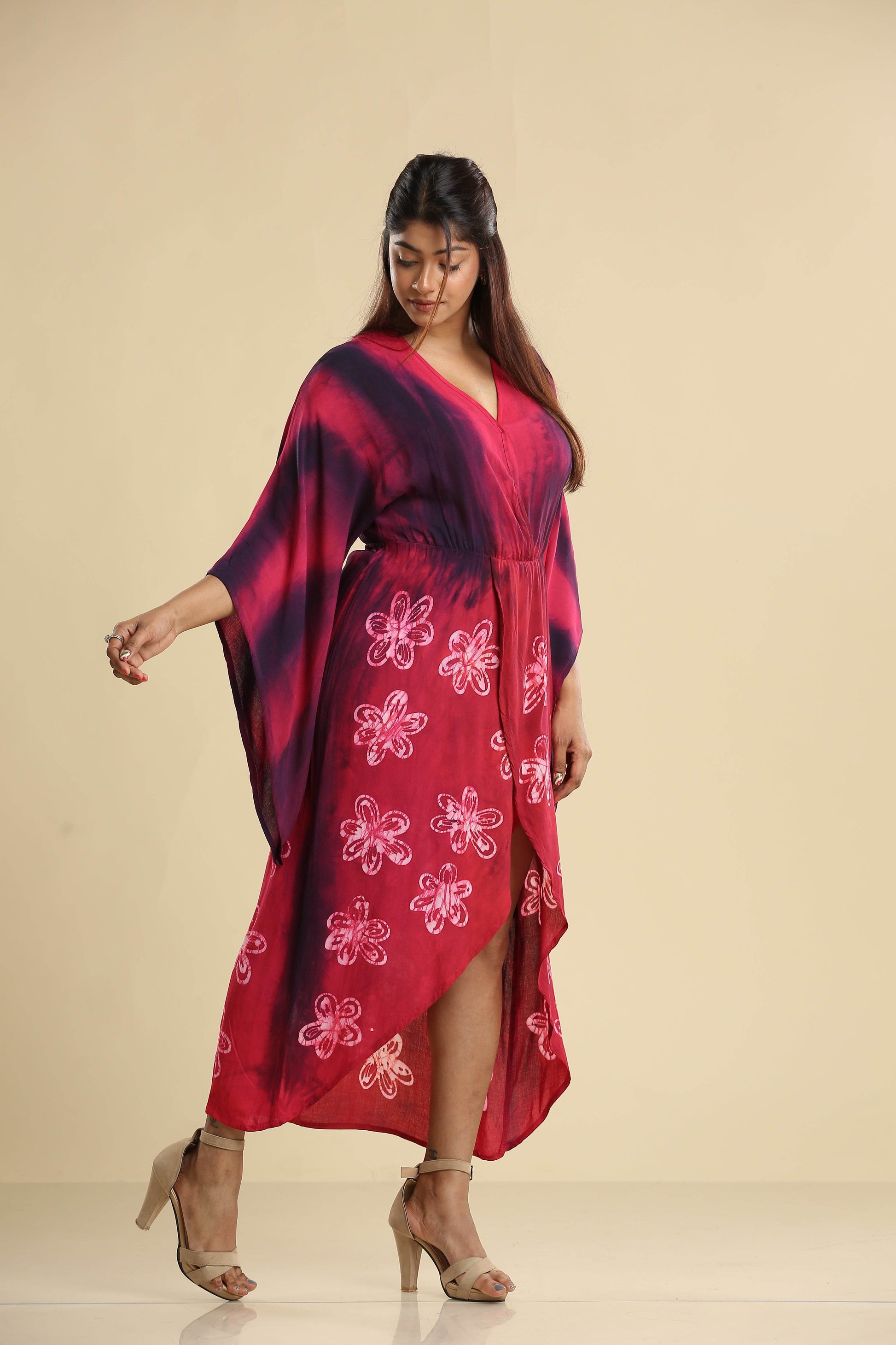 Crimson Bloom – Batik Wrap Dress - Trend Republic