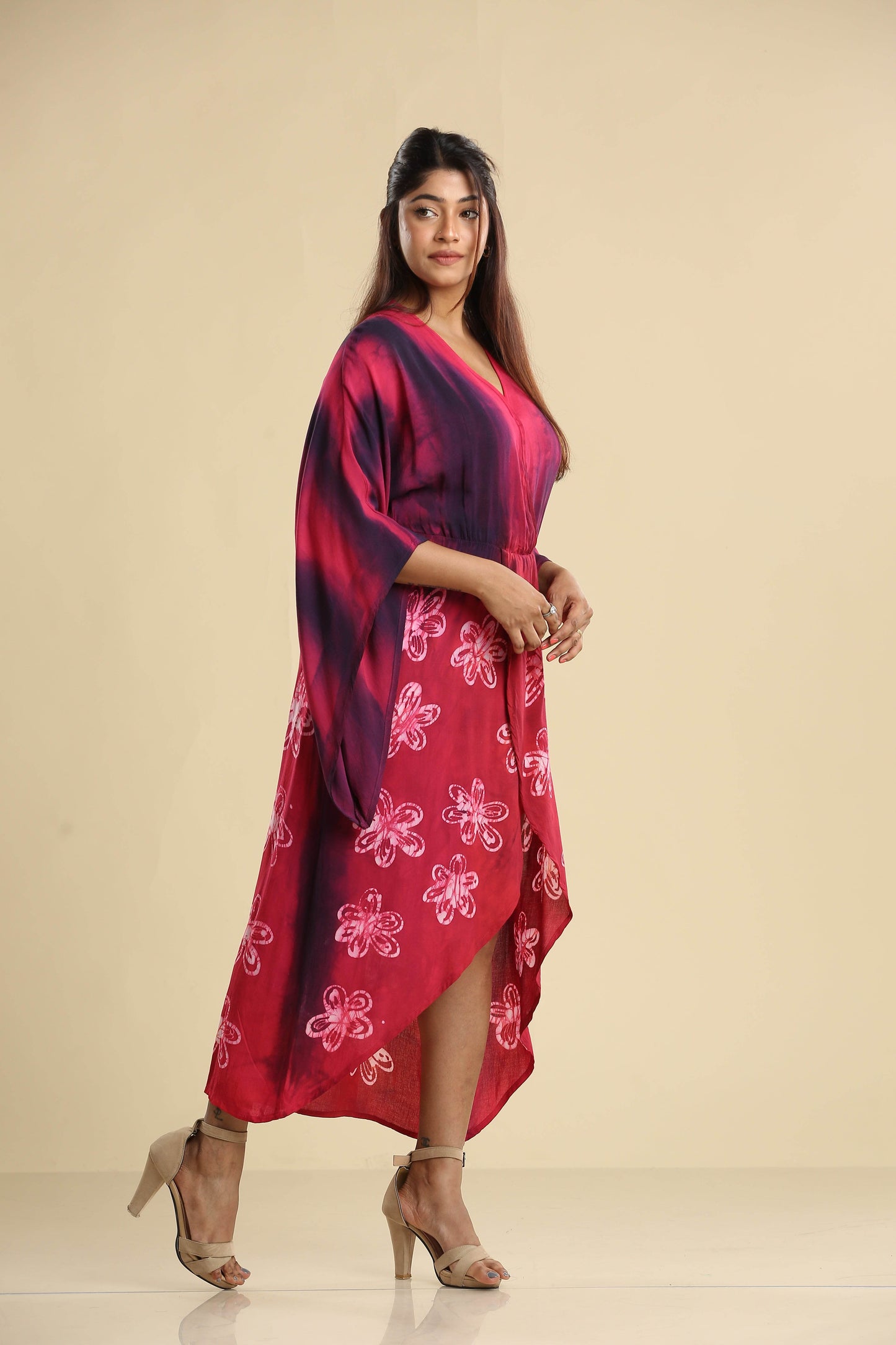 Crimson Bloom – Batik Wrap Dress - Trend Republic