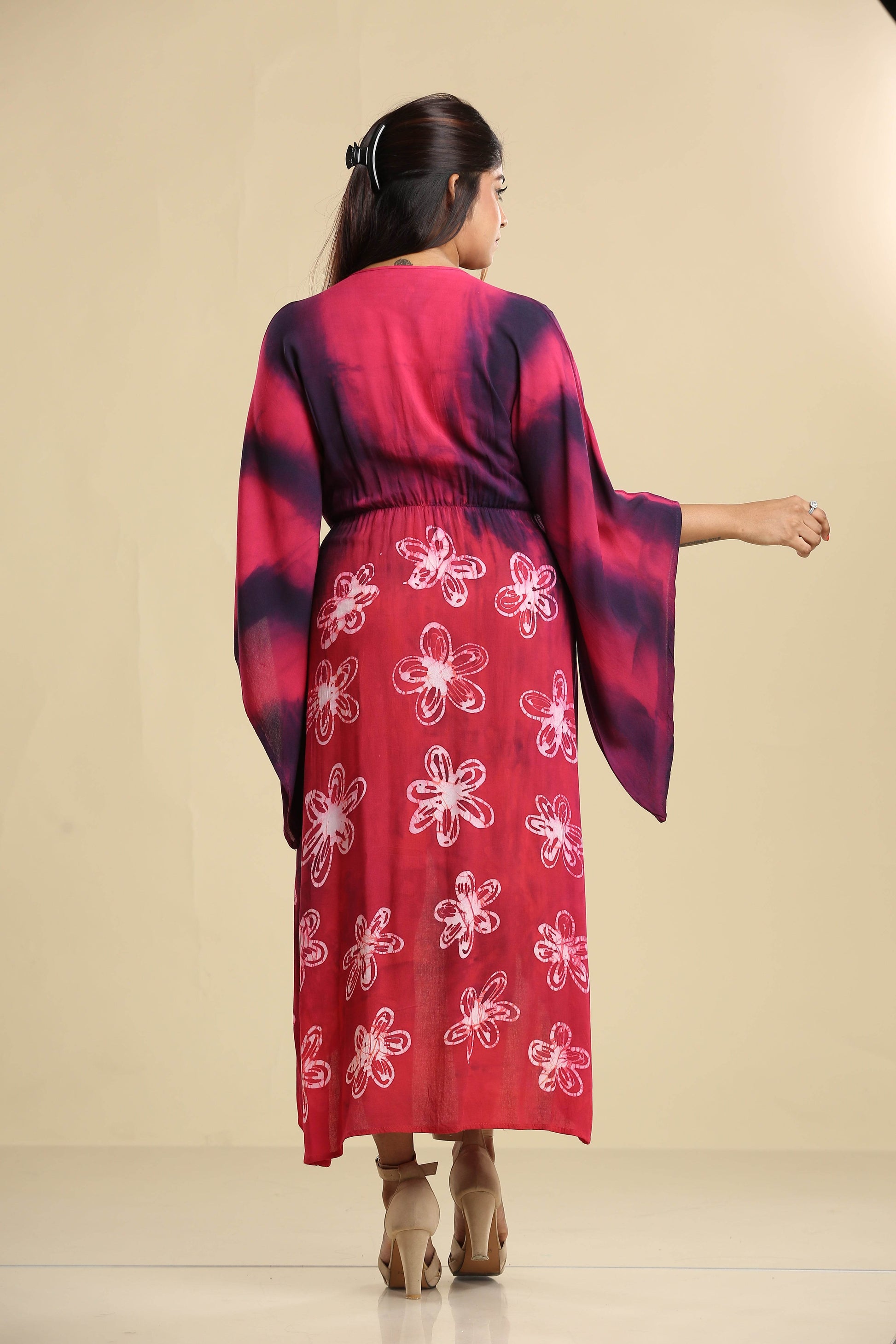 Crimson Bloom – Batik Wrap Dress - Trend Republic