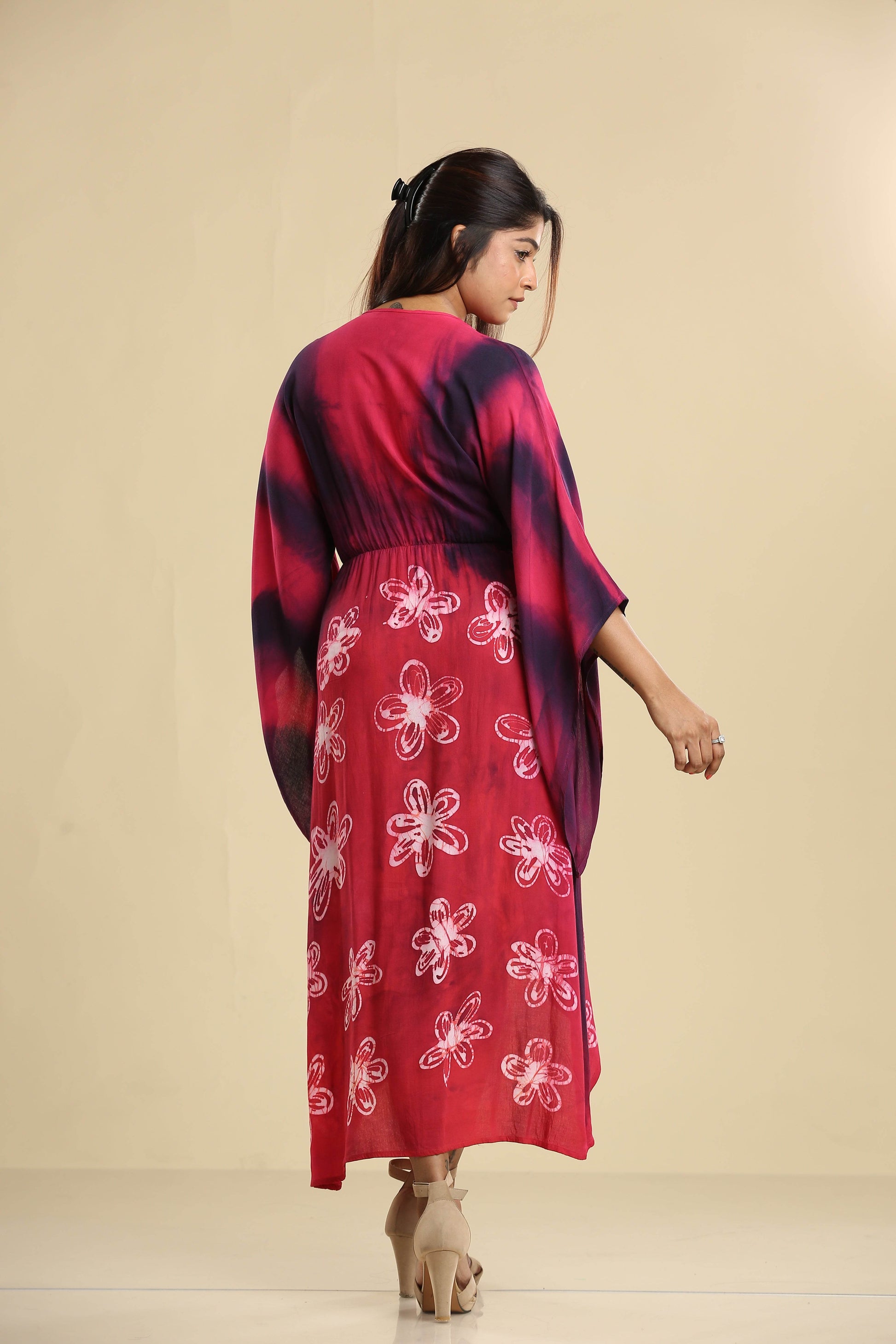Crimson Bloom – Batik Wrap Dress - Trend Republic