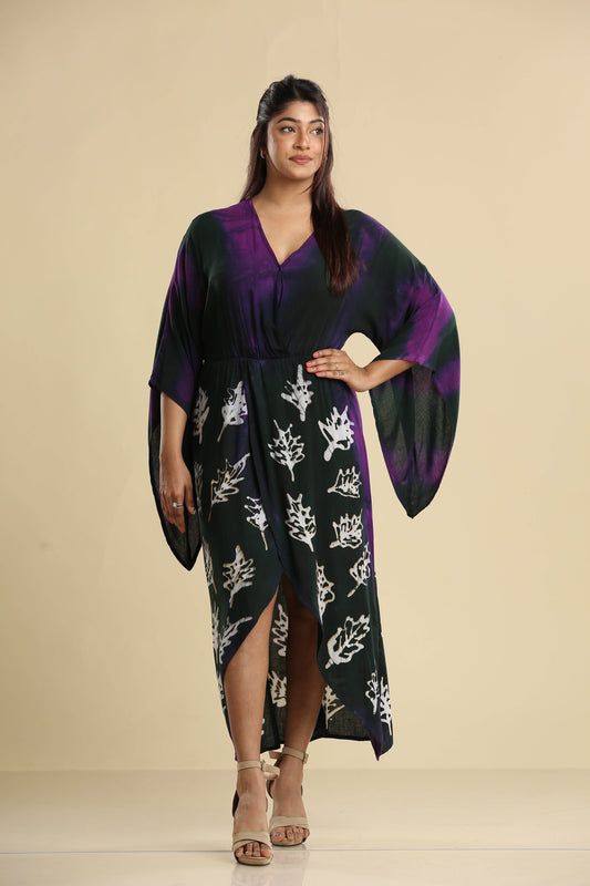 Midnight Leaf – Batik Wrap Dress - Trend Republic