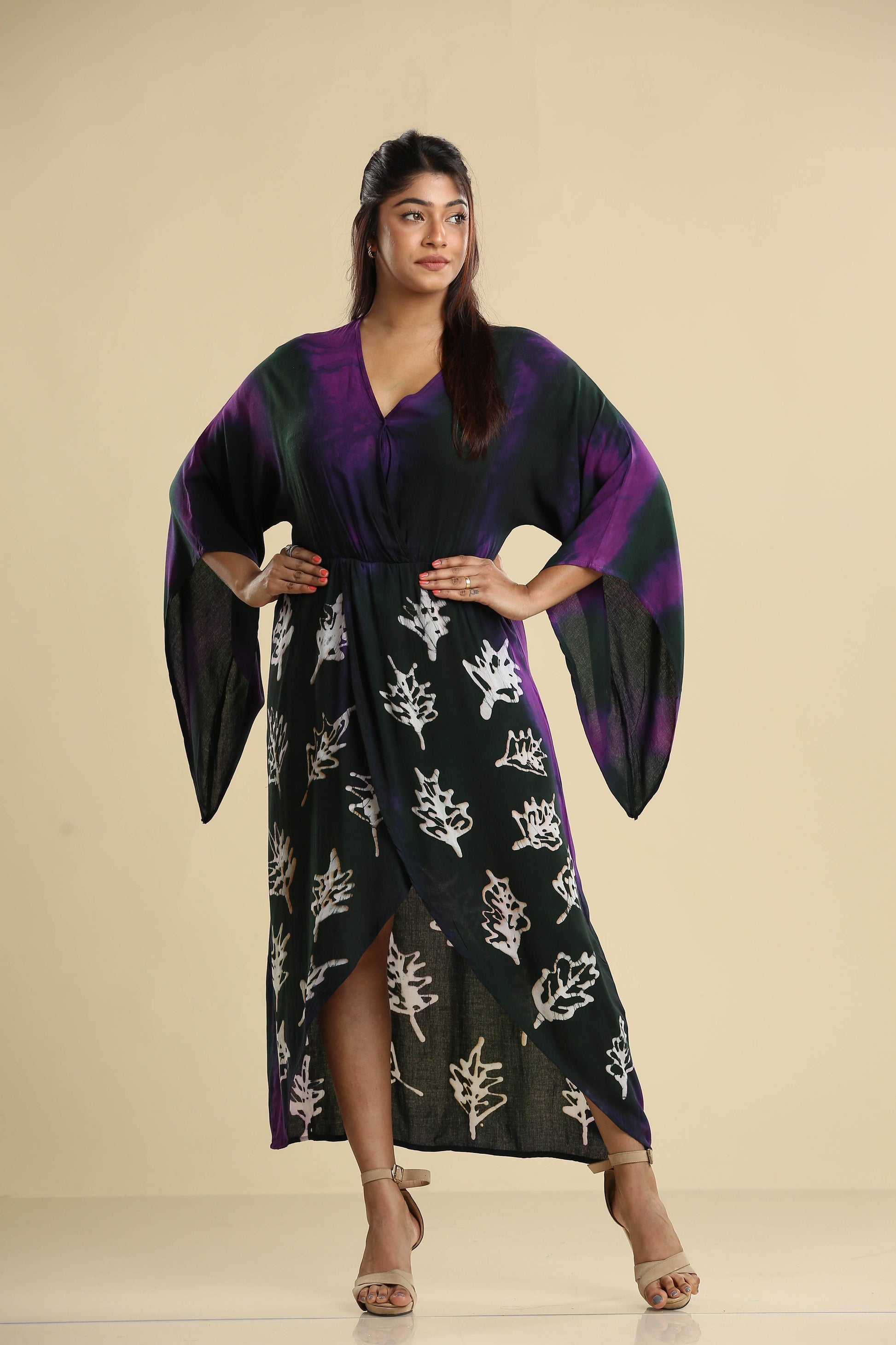 Midnight Leaf – Batik Wrap Dress - Trend Republic