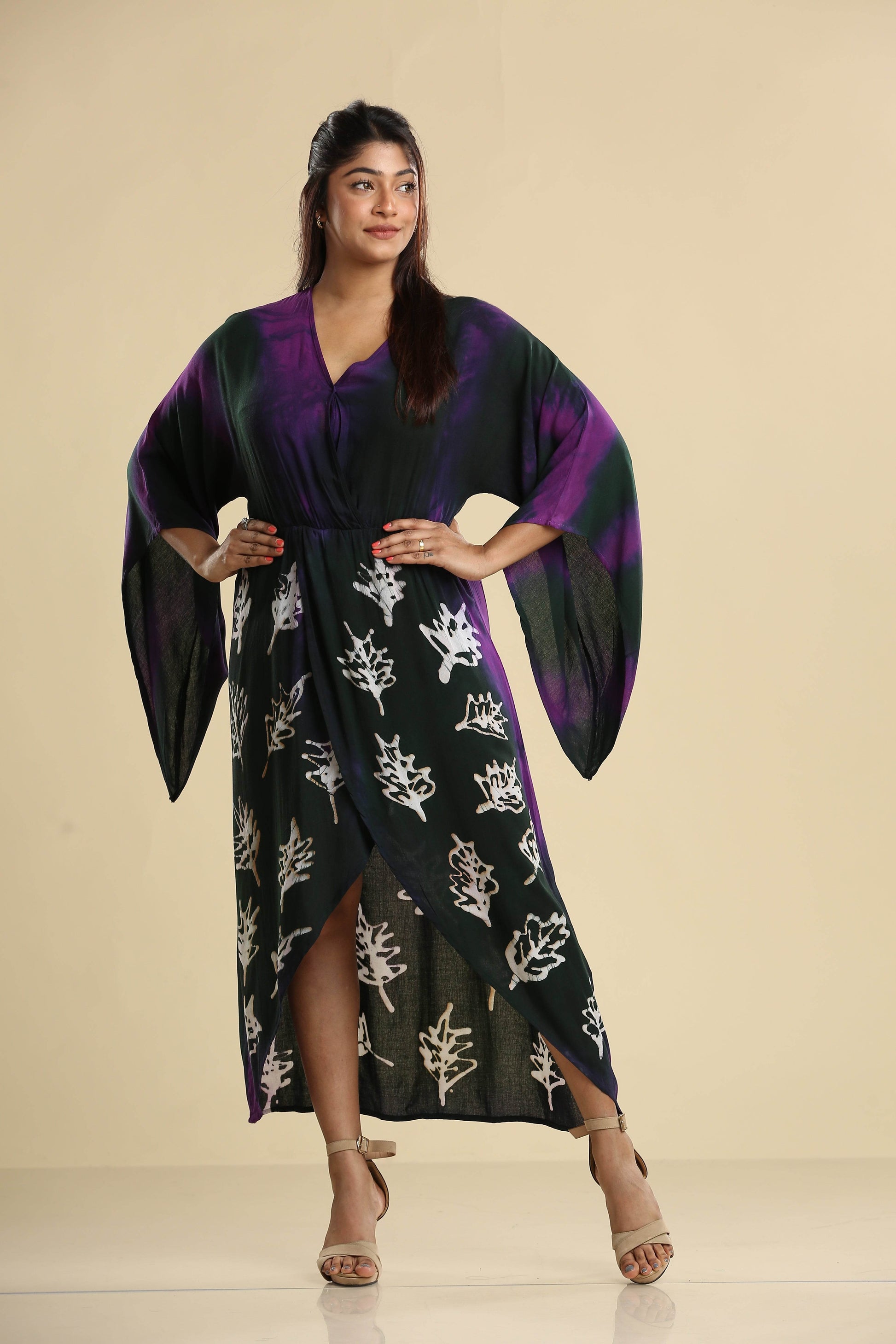 Midnight Leaf – Batik Wrap Dress - Trend Republic