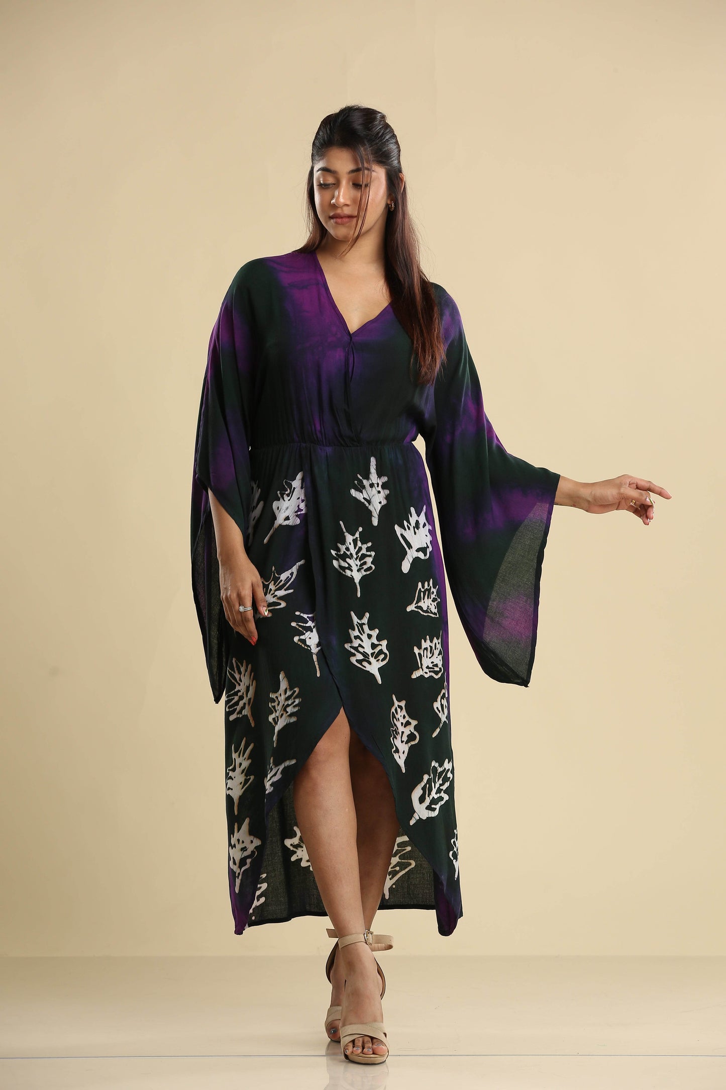 Midnight Leaf – Batik Wrap Dress - Trend Republic
