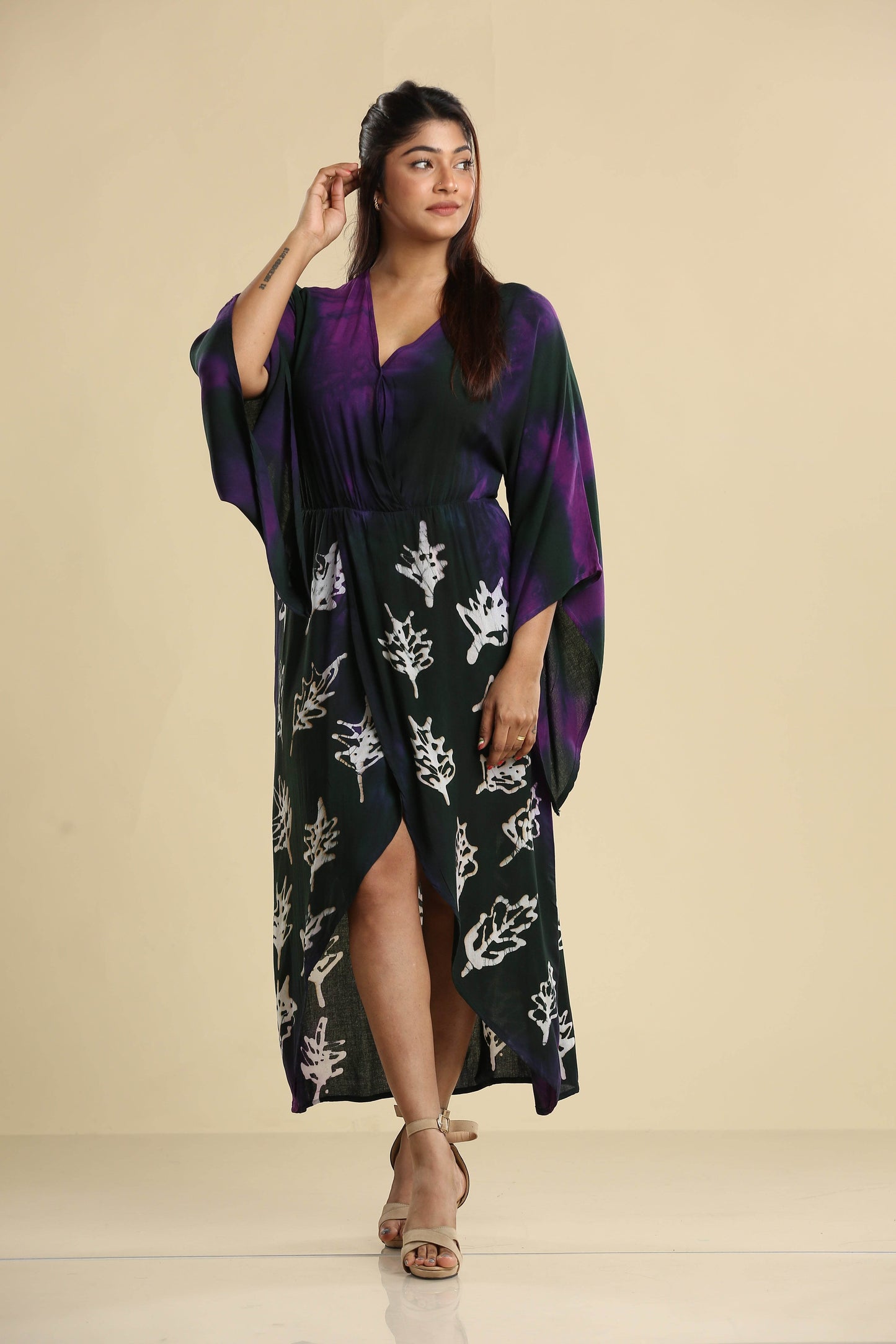 Midnight Leaf – Batik Wrap Dress - Trend Republic