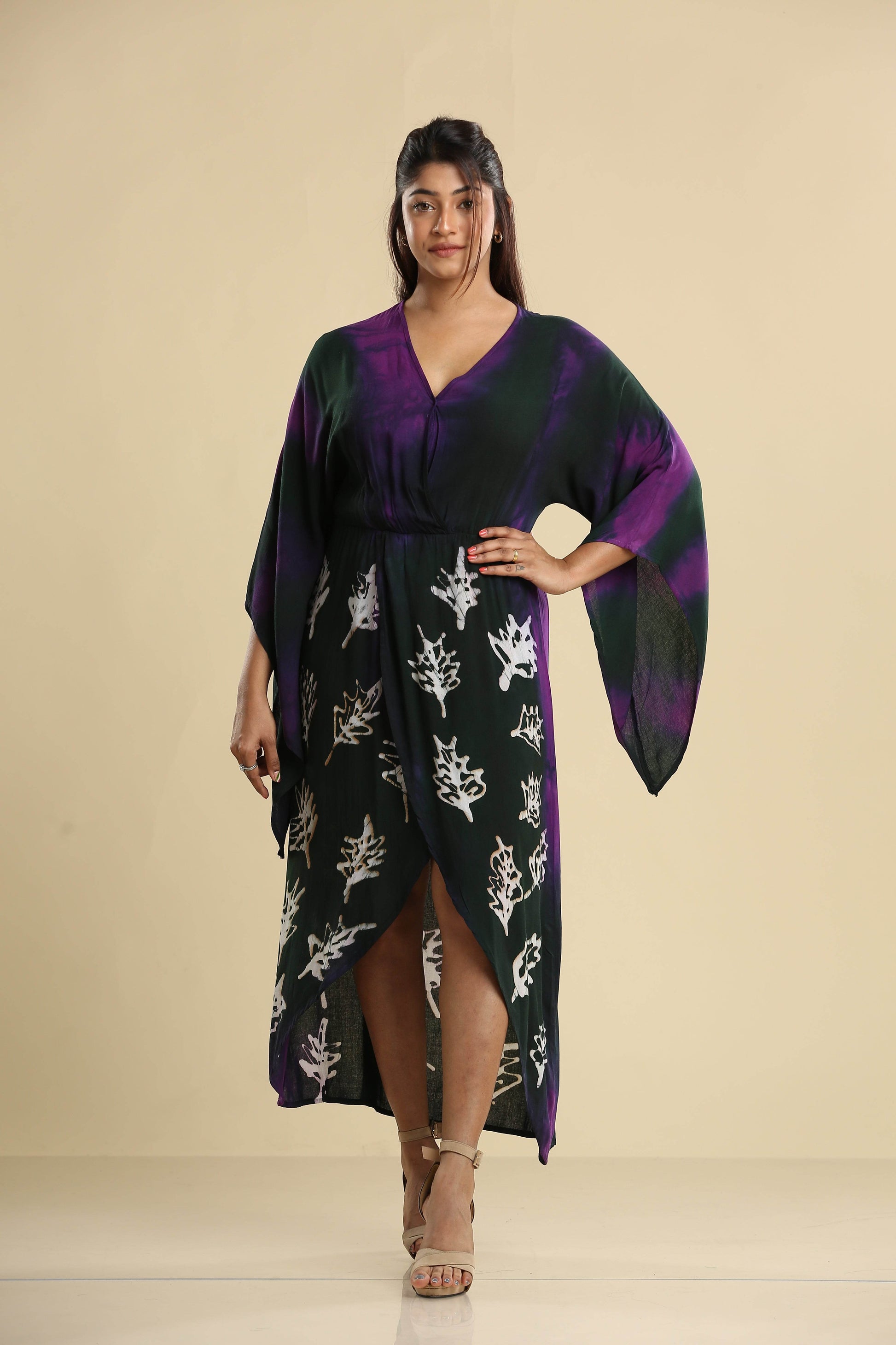 Midnight Leaf – Batik Wrap Dress - Trend Republic