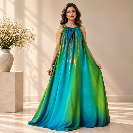 Halter dress - Green & Blue