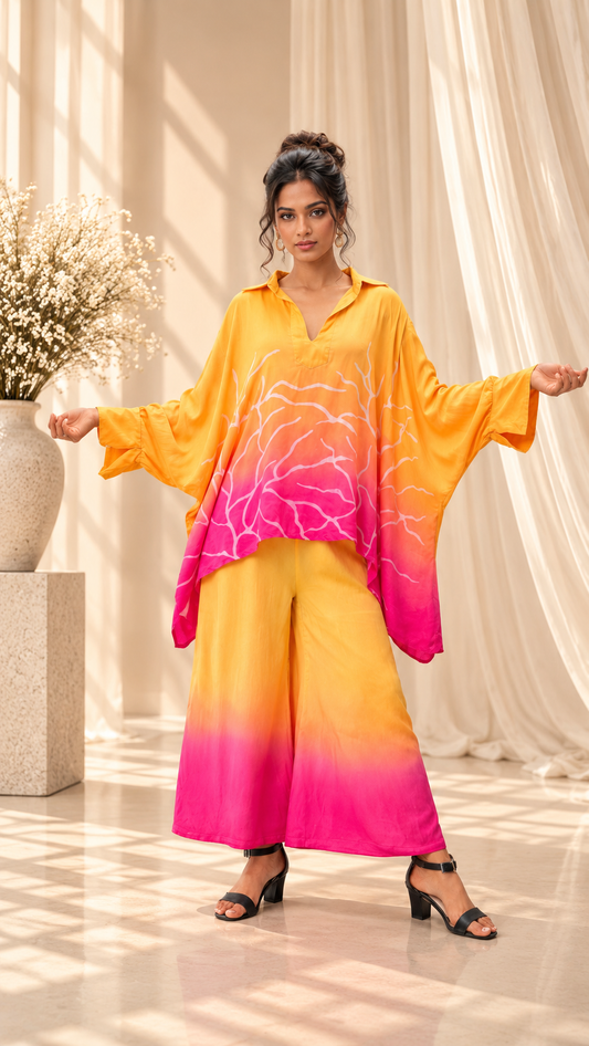 Pant suite - Yellow & Pink