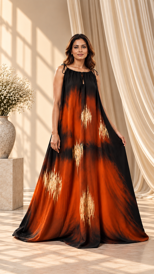 Halter dress - Black & Orange
