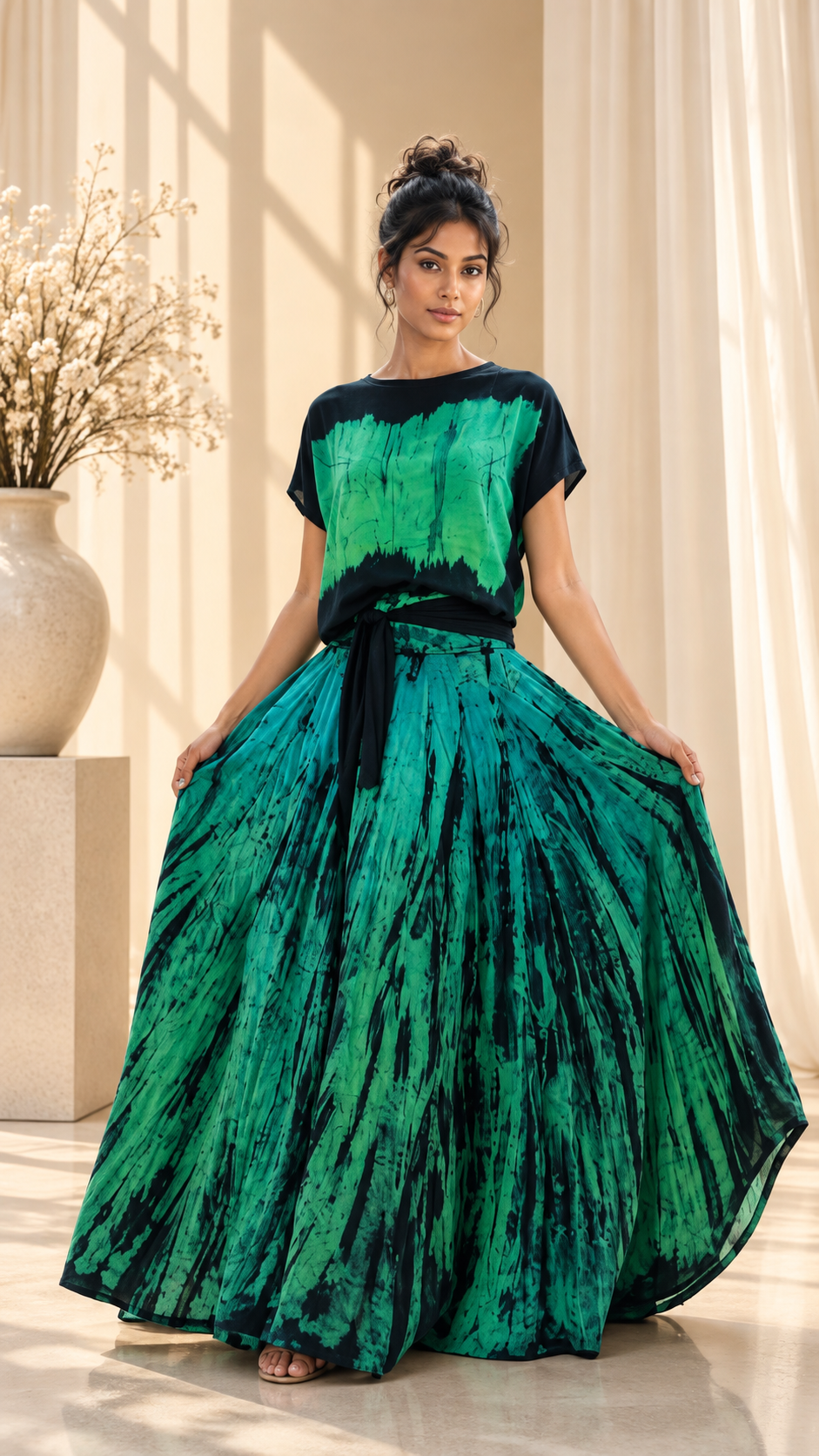 Jade Storm Batik Maxi Dress