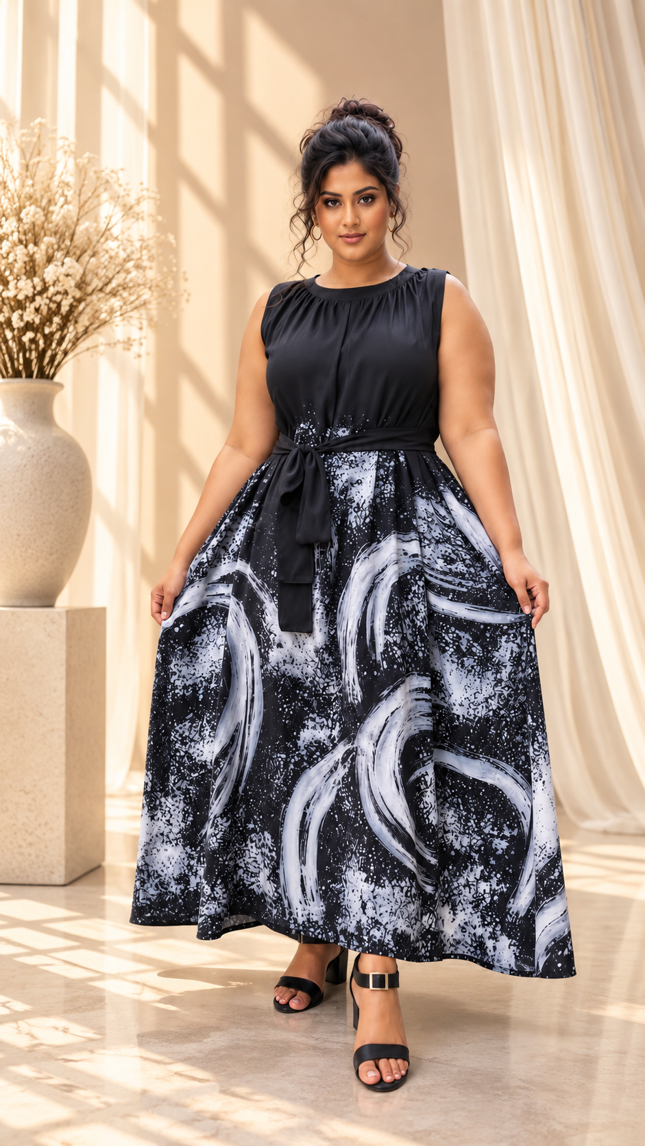 Smoke Feather Batik Skirt Dress