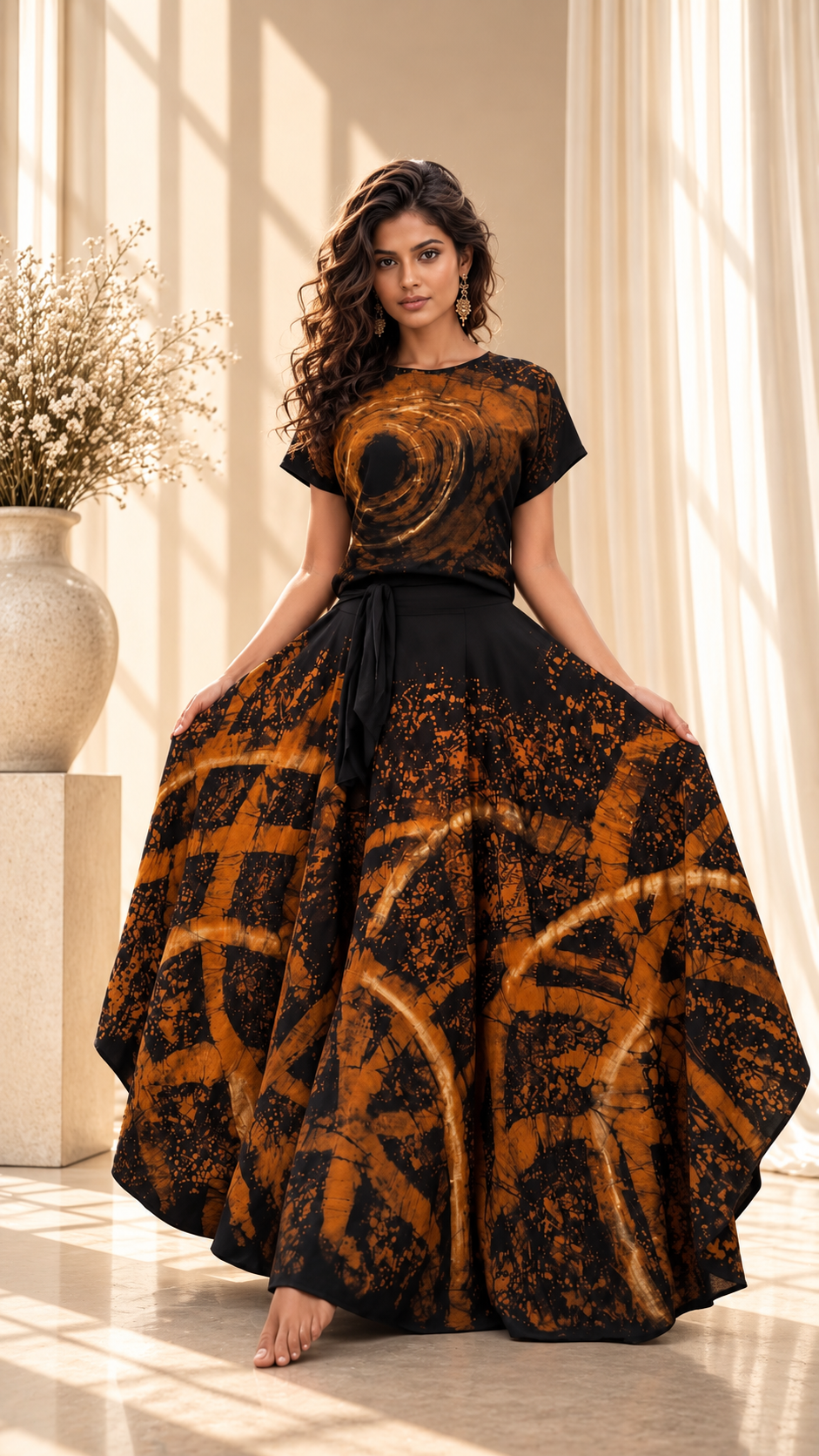 Rust Web Batik Circle Dress